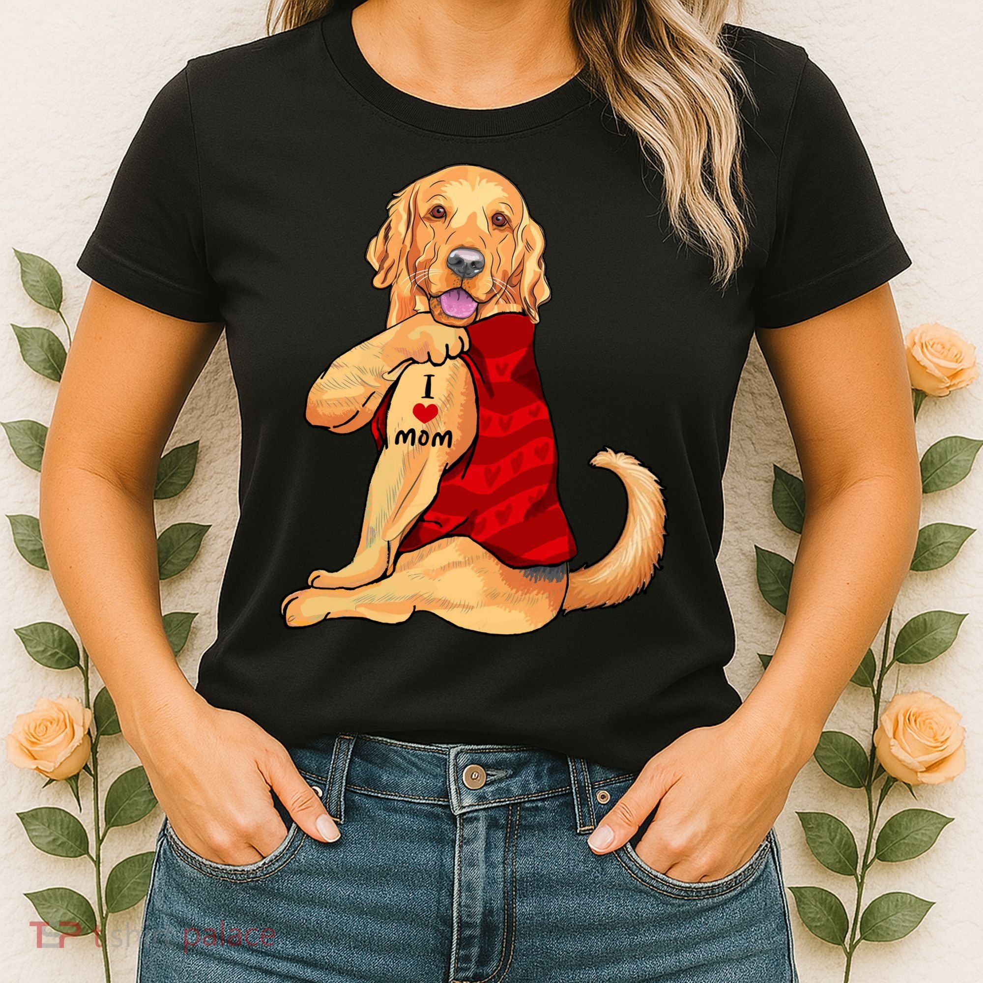I Love Mom Funny Golden Retriever Women's T-Shirt