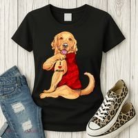 I Love Mom Funny Golden Retriever Women's T-Shirt thumb 3