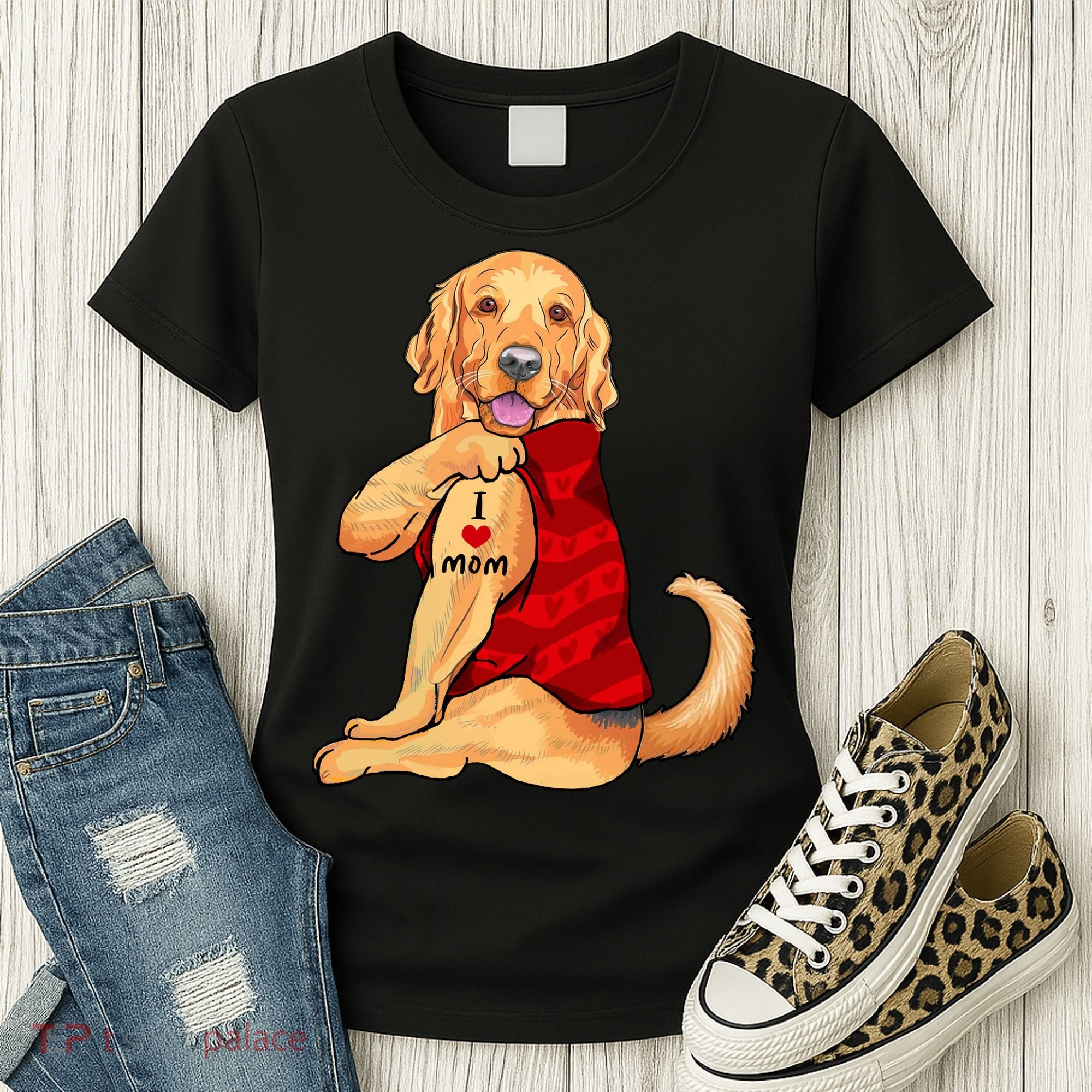 I Love Mom Funny Golden Retriever Women's T-Shirt