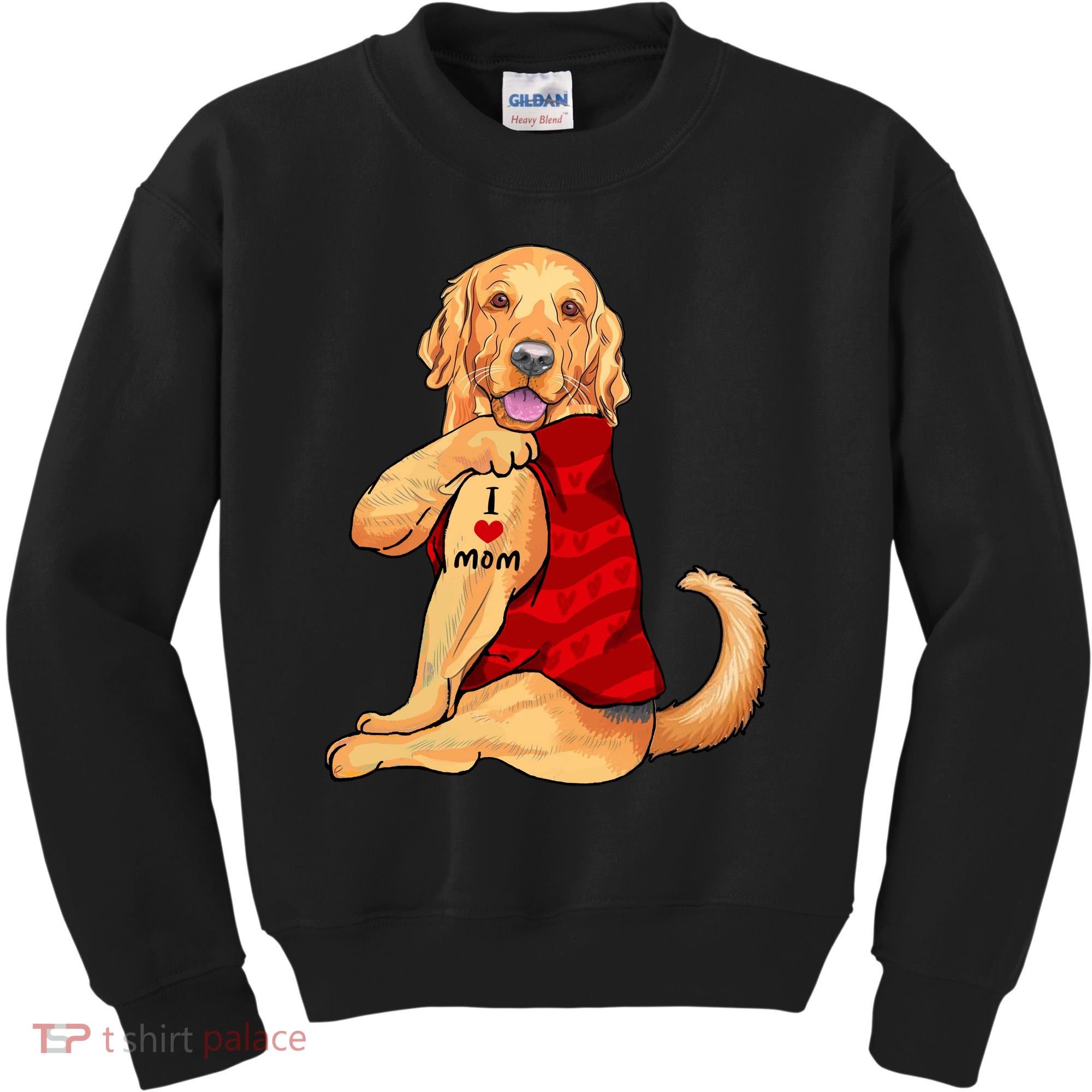 I Love Mom Funny Golden Retriever Kids Sweatshirt
