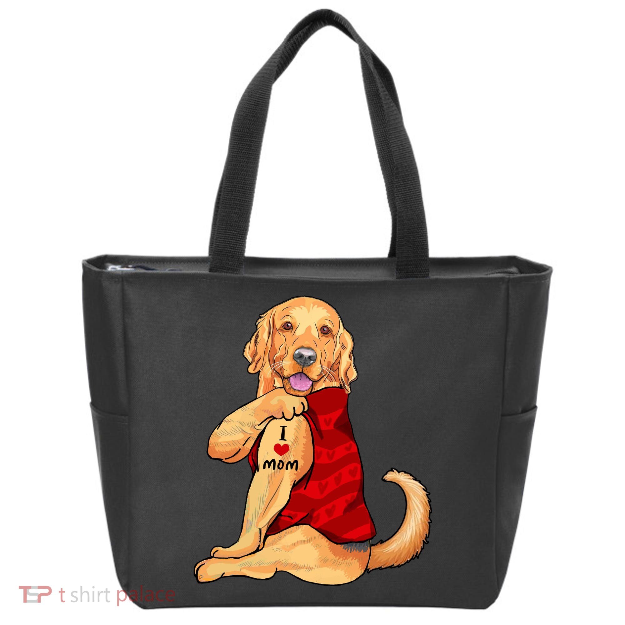 I Love Mom Funny Golden Retriever Tote Bag