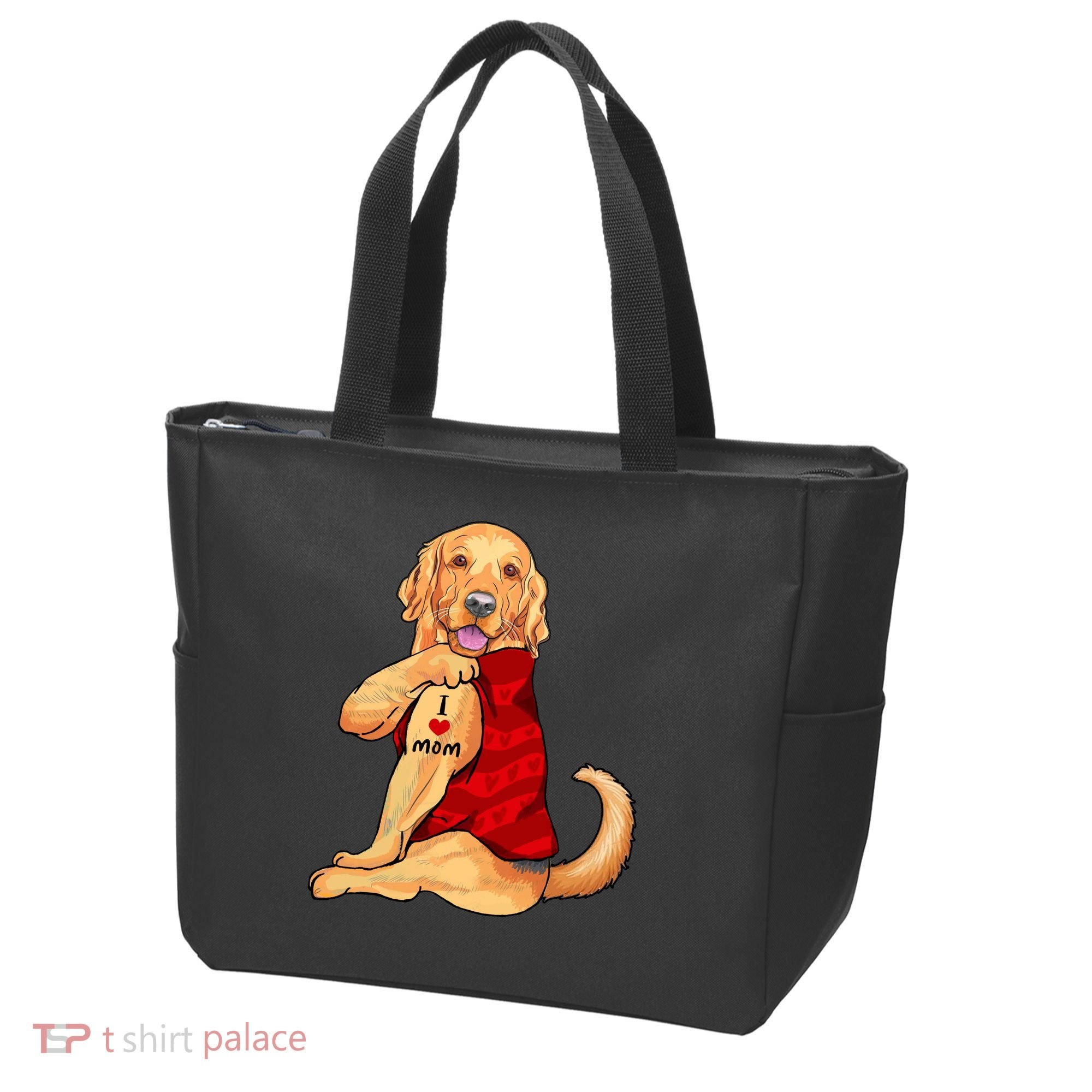 I Love Mom Funny Golden Retriever Tote Bag