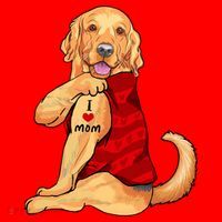 I Love Mom Funny Golden Retriever Santa Hat thumb 1