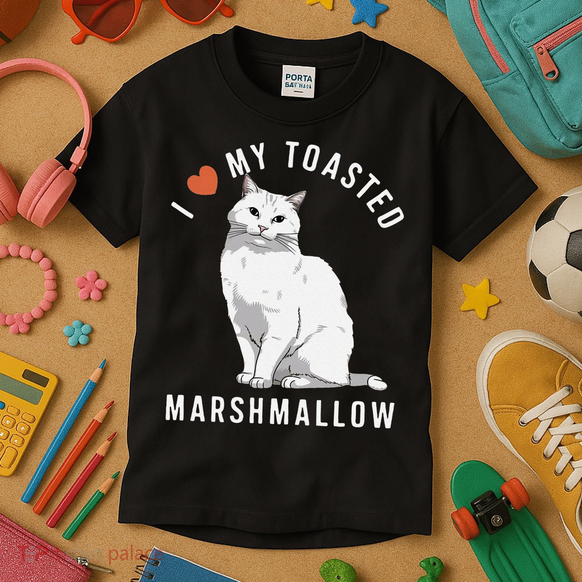 I Love My Toasted Marshmallow Flame Point Siamese Cat Kids T-Shirt
