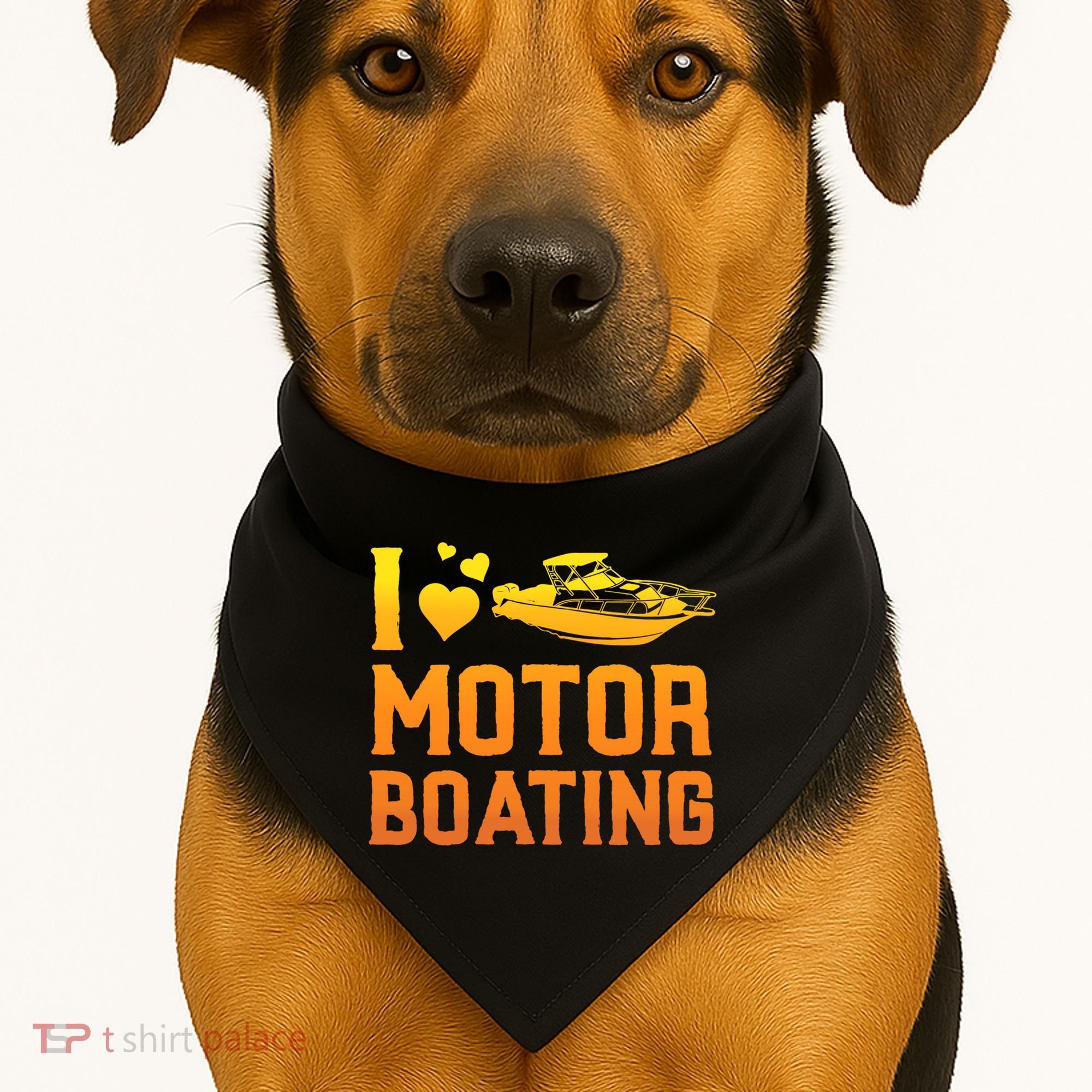I Love Motor Boating Funny Boater Motor Boating Funny Gift USA-Made Doggie Bandana