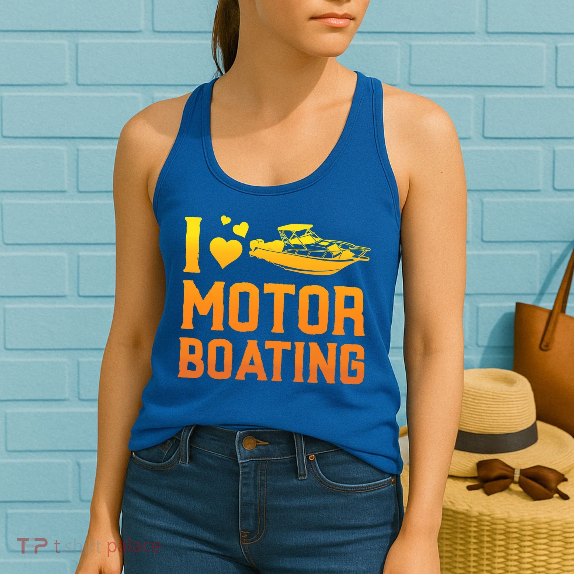 I Love Motor Boating Funny Boater Motor Boating Funny Gift Women's Tank Top