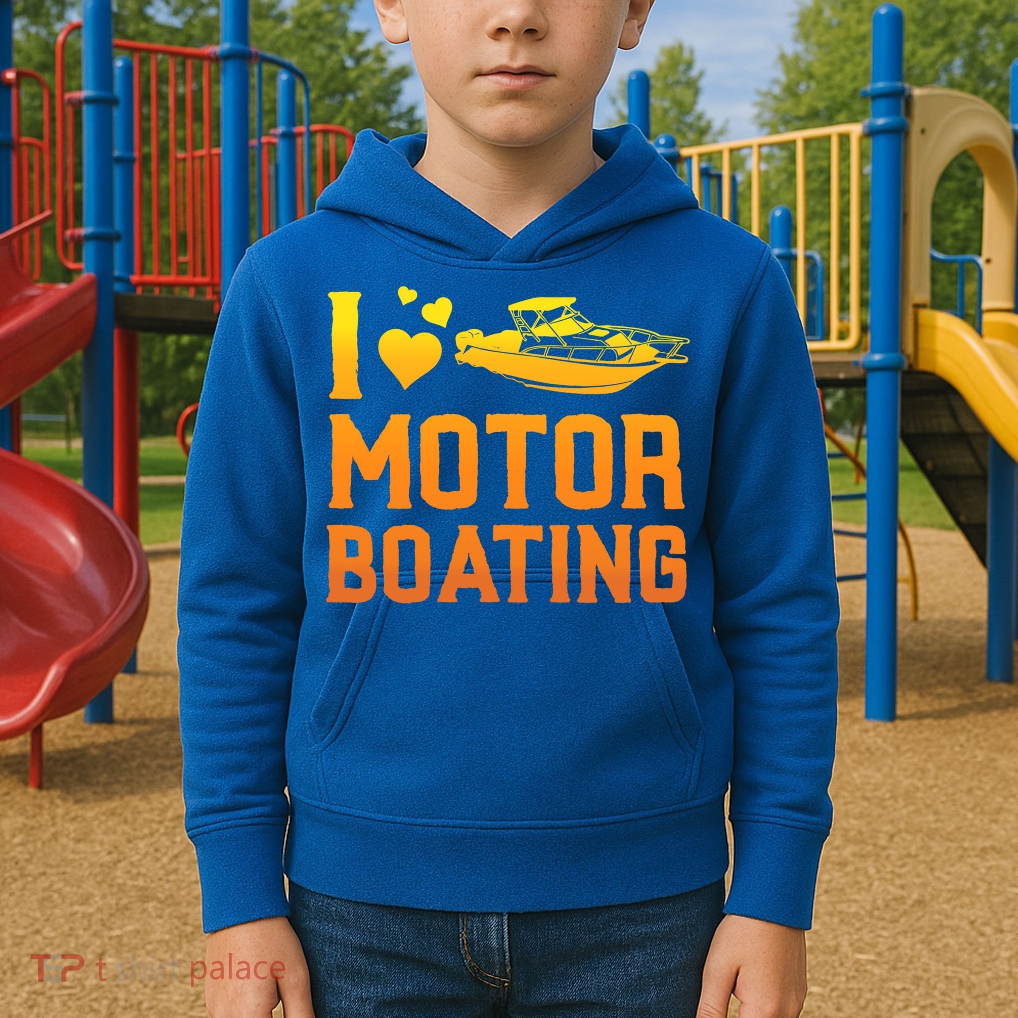 I Love Motor Boating Funny Boater Motor Boating Funny Gift Kids Hoodie