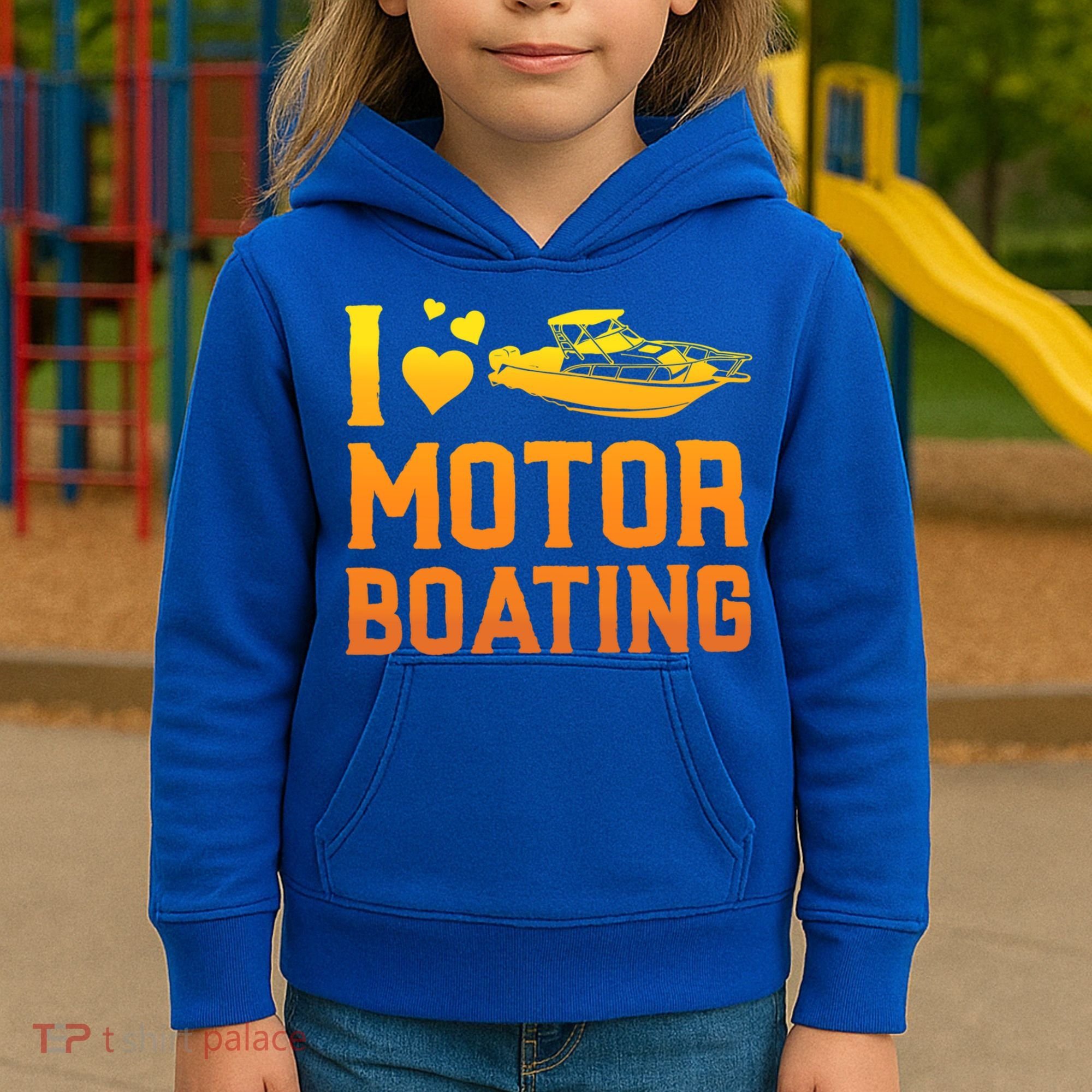 I Love Motor Boating Funny Boater Motor Boating Funny Gift Kids Hoodie