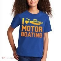 I Love Motor Boating Funny Boater Motor Boating Funny Gift Kids T-Shirt thumb 2