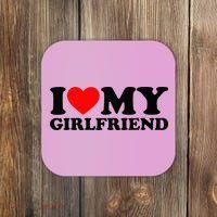 I Love My Girlfriend I Heart My Girlfriend Matching White Coaster thumb 0