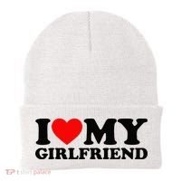 I Love My Girlfriend I Heart My Girlfriend Matching White Beanie thumb 0