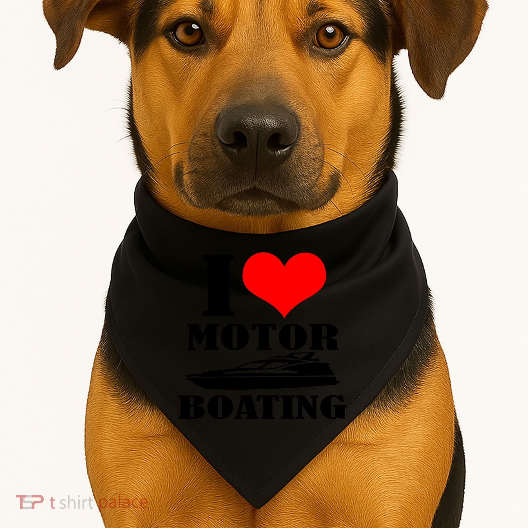 I Love Motor Boating Funny Boating Cool Gift USA-Made Doggie Bandana
