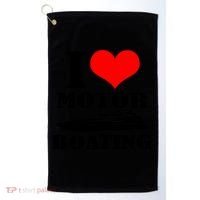 I Love Motor Boating Funny Boating Cool Gift Golf Towel thumb 0