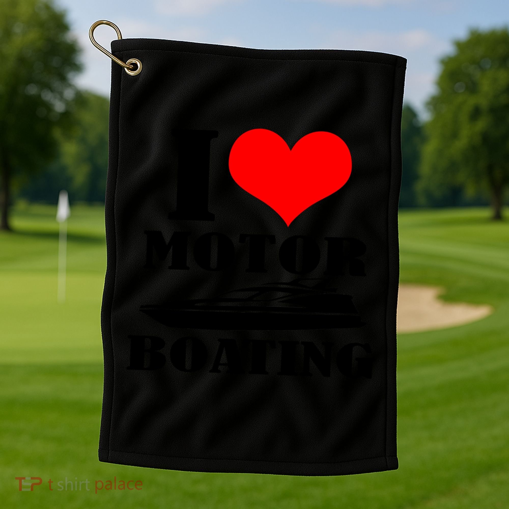 I Love Motor Boating Funny Boating Cool Gift Golf Towel