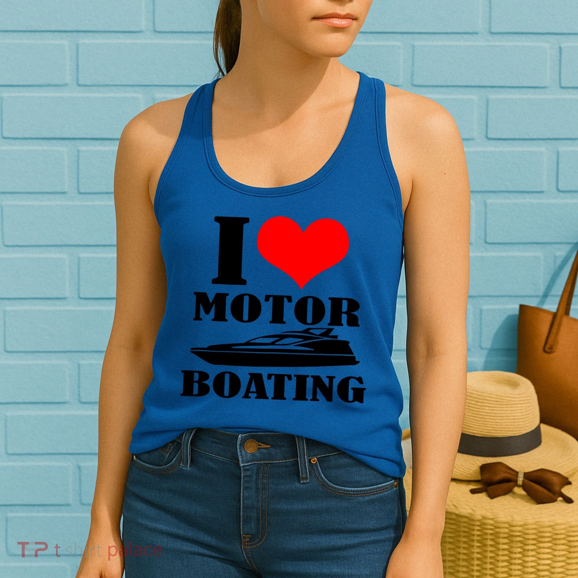 I Love Motor Boating Funny Boating Cool Gift Women's Tank Top