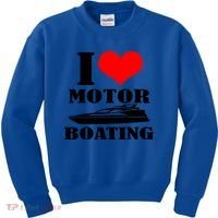 I Love Motor Boating Funny Boating Cool Gift Kids Sweatshirt thumb 0
