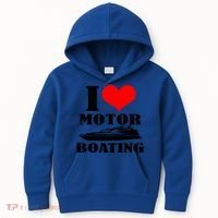 I Love Motor Boating Funny Boating Cool Gift Kids Hoodie thumb 0