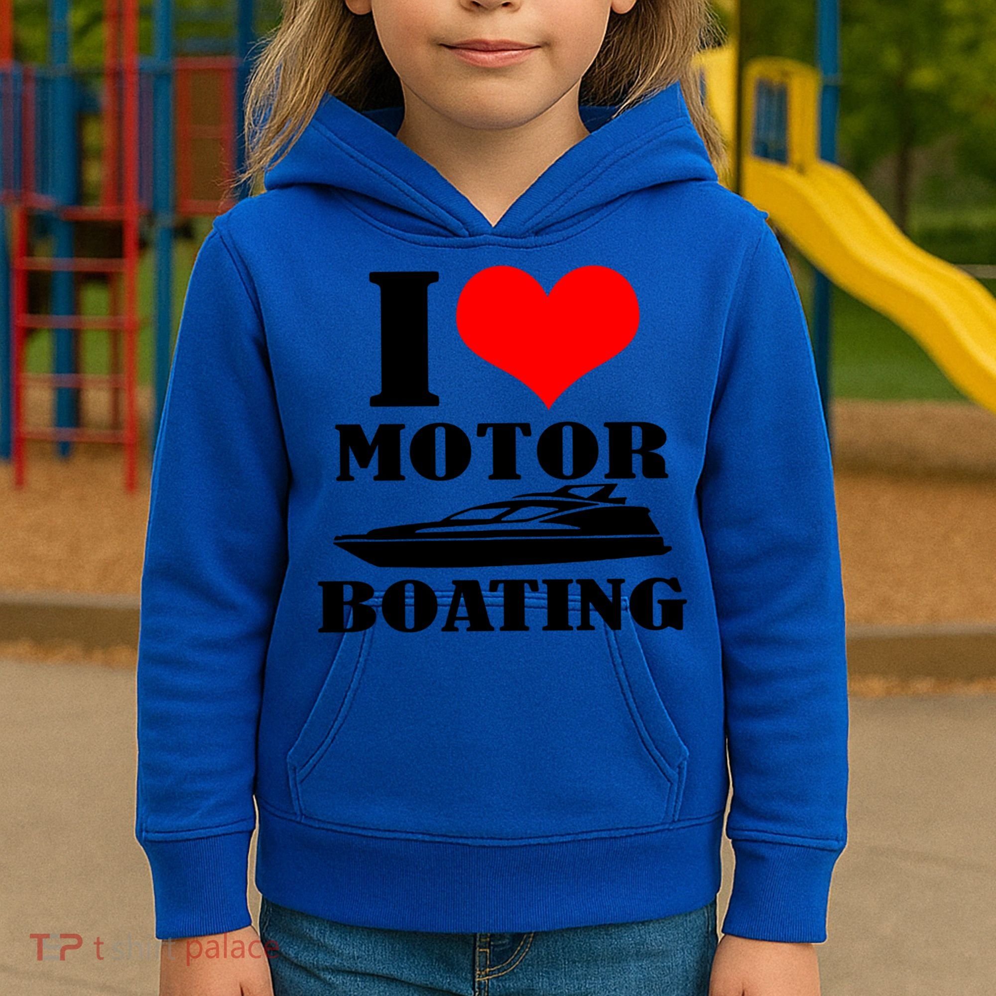 I Love Motor Boating Funny Boating Cool Gift Kids Hoodie