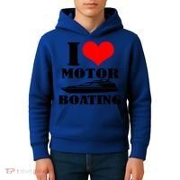 I Love Motor Boating Funny Boating Cool Gift Kids Hoodie thumb 4