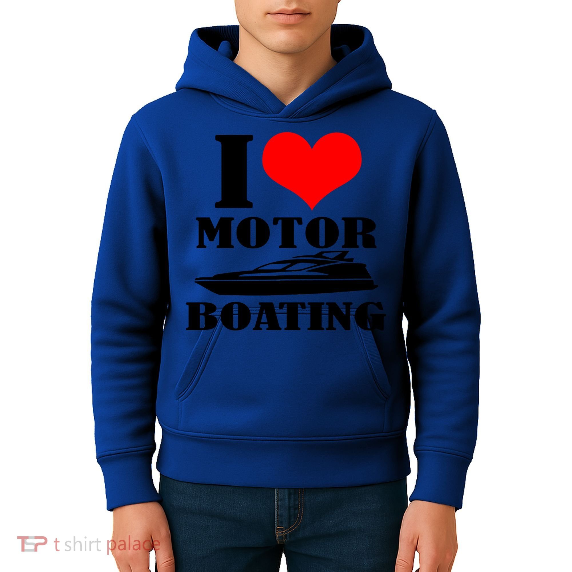 I Love Motor Boating Funny Boating Cool Gift Kids Hoodie