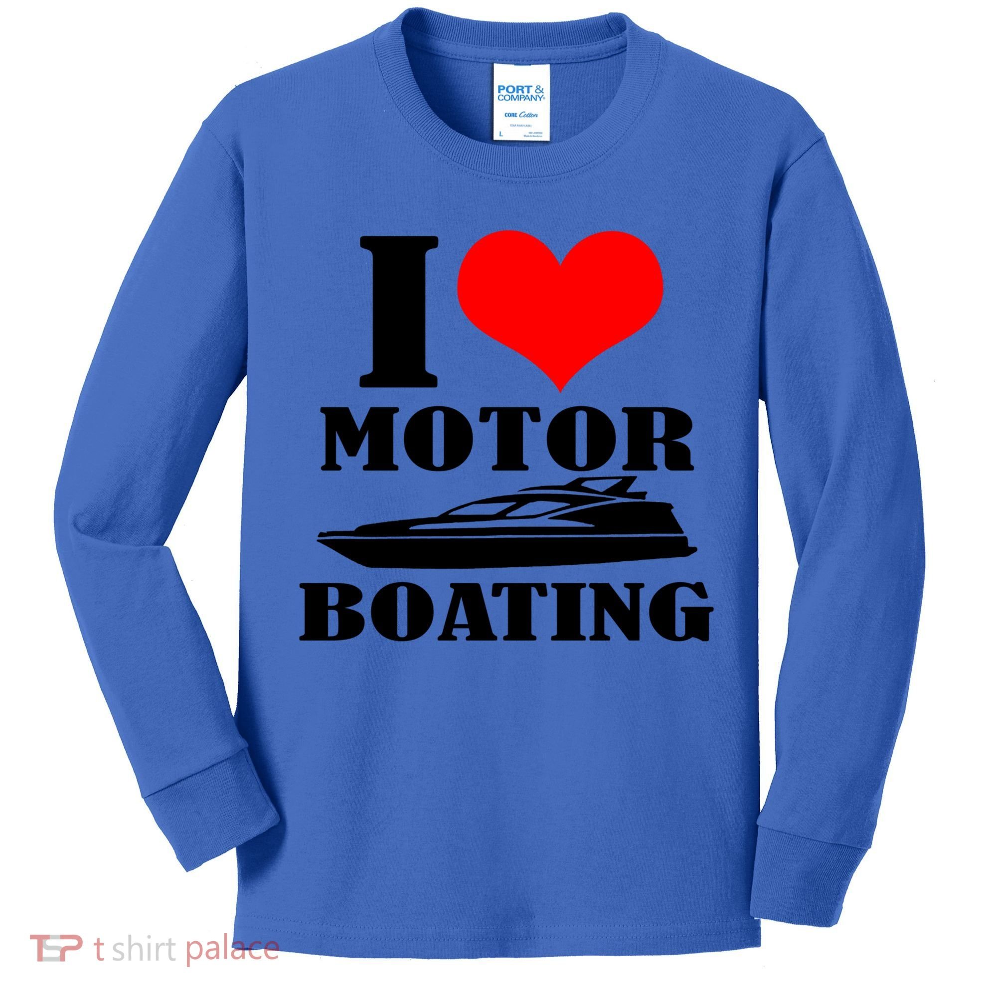 I Love Motor Boating Funny Boating Cool Gift Kids Long Sleeve Shirt