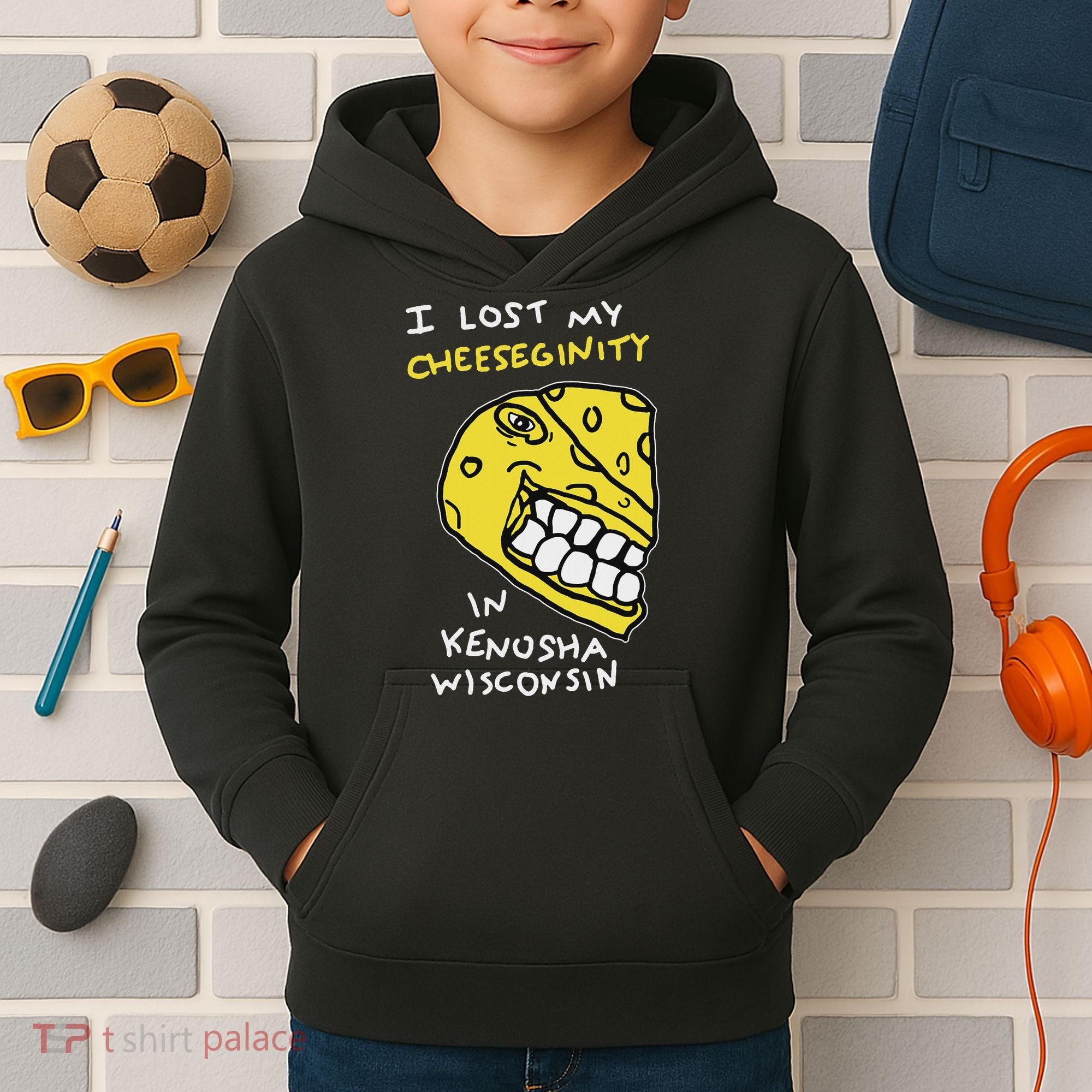 I Lost My Cheeseginity In Kenosha Wisconsin, Meme Funny Kids Hoodie