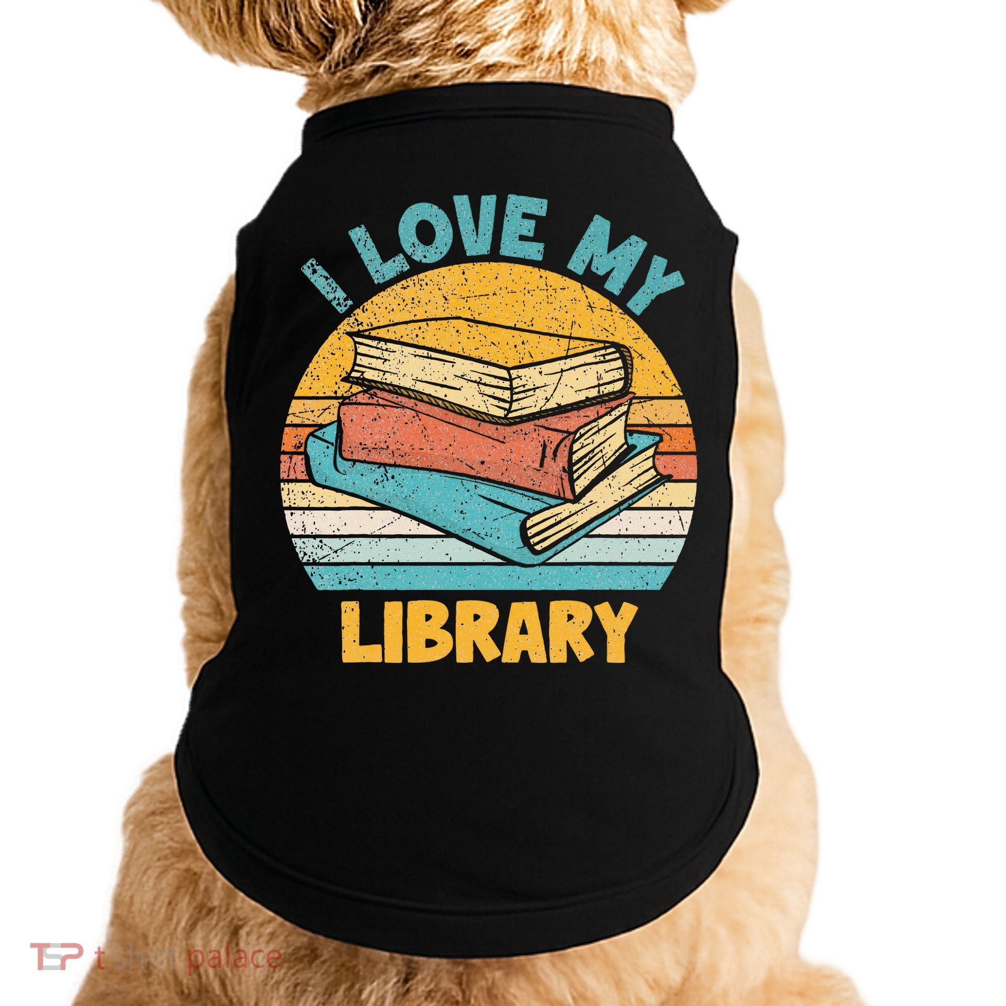 I Love My Library Sunset For Book Lovers Readers Librarian Doggie Tank