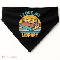 I Love My Library Sunset For Book Lovers Readers Librarian USA-Made Doggie Bandana thumb 0