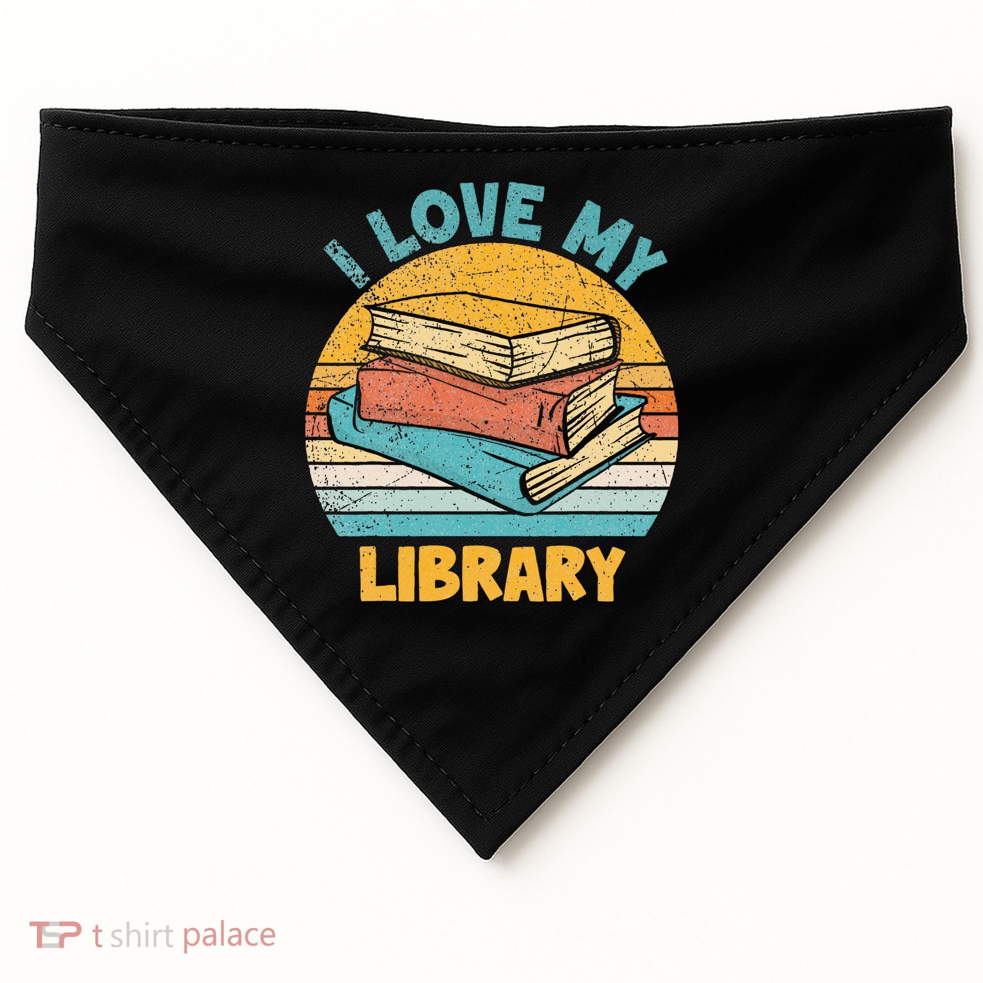 I Love My Library Sunset For Book Lovers Readers Librarian USA-Made Doggie Bandana