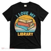 I Love My Library Sunset For Book Lovers Readers Librarian T-Shirt thumb 0