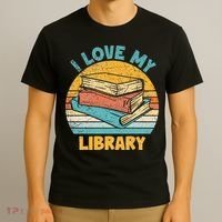 I Love My Library Sunset For Book Lovers Readers Librarian T-Shirt thumb 3