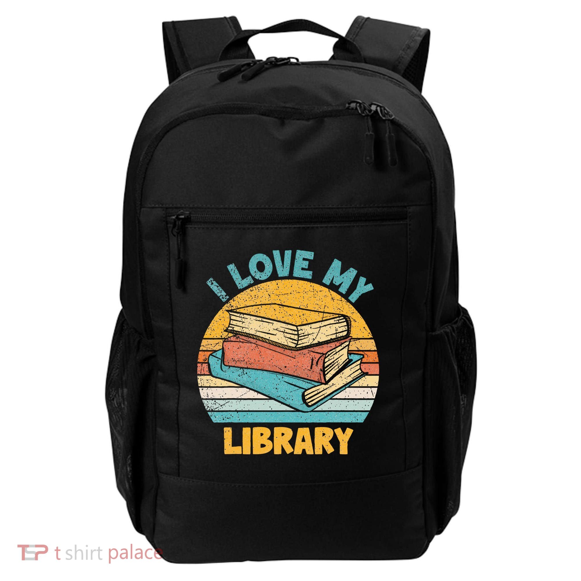 I Love My Library Sunset For Book Lovers Readers Librarian Backpack