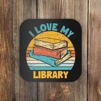 I Love My Library Sunset For Book Lovers Readers Librarian Coaster thumb 0