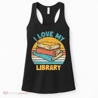 I Love My Library Sunset For Book Lovers Readers Librarian Women's Tank Top thumb 0