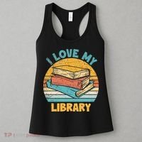 I Love My Library Sunset For Book Lovers Readers Librarian Women's Tank Top thumb 3