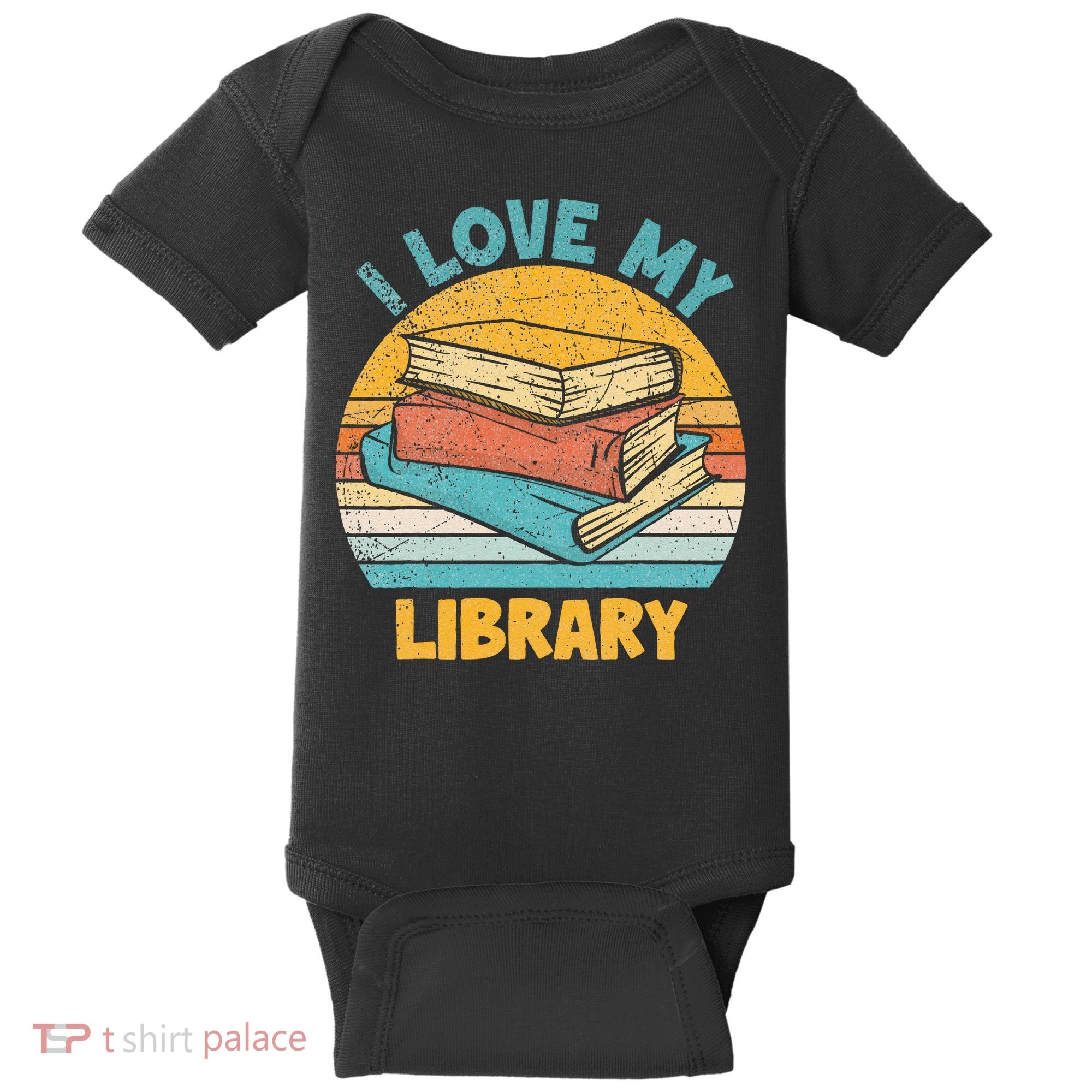 I Love My Library Sunset For Book Lovers Readers Librarian Baby Bodysuit