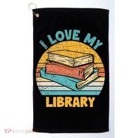 I Love My Library Sunset For Book Lovers Readers Librarian Golf Towel thumb 0