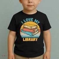 I Love My Library Sunset For Book Lovers Readers Librarian Toddler T-Shirt thumb 2