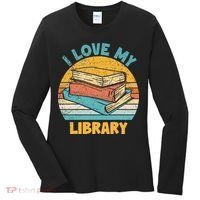 I Love My Library Sunset For Book Lovers Readers Librarian Women's Long Sleeve Shirt thumb 0