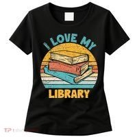 I Love My Library Sunset For Book Lovers Readers Librarian Women's T-Shirt thumb 0