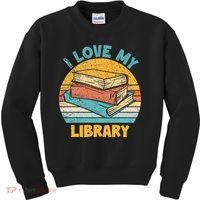 I Love My Library Sunset For Book Lovers Readers Librarian Kids Sweatshirt thumb 0