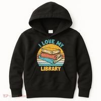 I Love My Library Sunset For Book Lovers Readers Librarian Kids Hoodie thumb 0