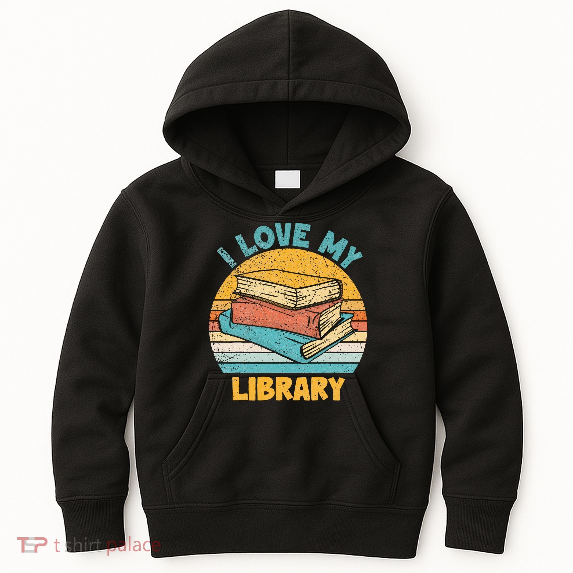 I Love My Library Sunset For Book Lovers Readers Librarian Kids Hoodie