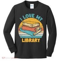 I Love My Library Sunset For Book Lovers Readers Librarian Kids Long Sleeve Shirt thumb 0