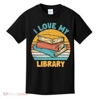 I Love My Library Sunset For Book Lovers Readers Librarian Kids T-Shirt thumb 0