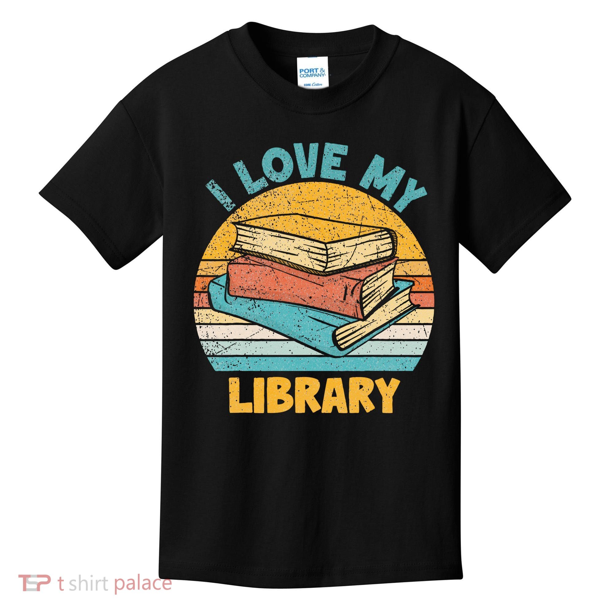 I Love My Library Sunset For Book Lovers Readers Librarian Kids T-Shirt