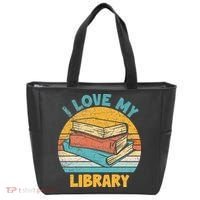I Love My Library Sunset For Book Lovers Readers Librarian Tote Bag thumb 0
