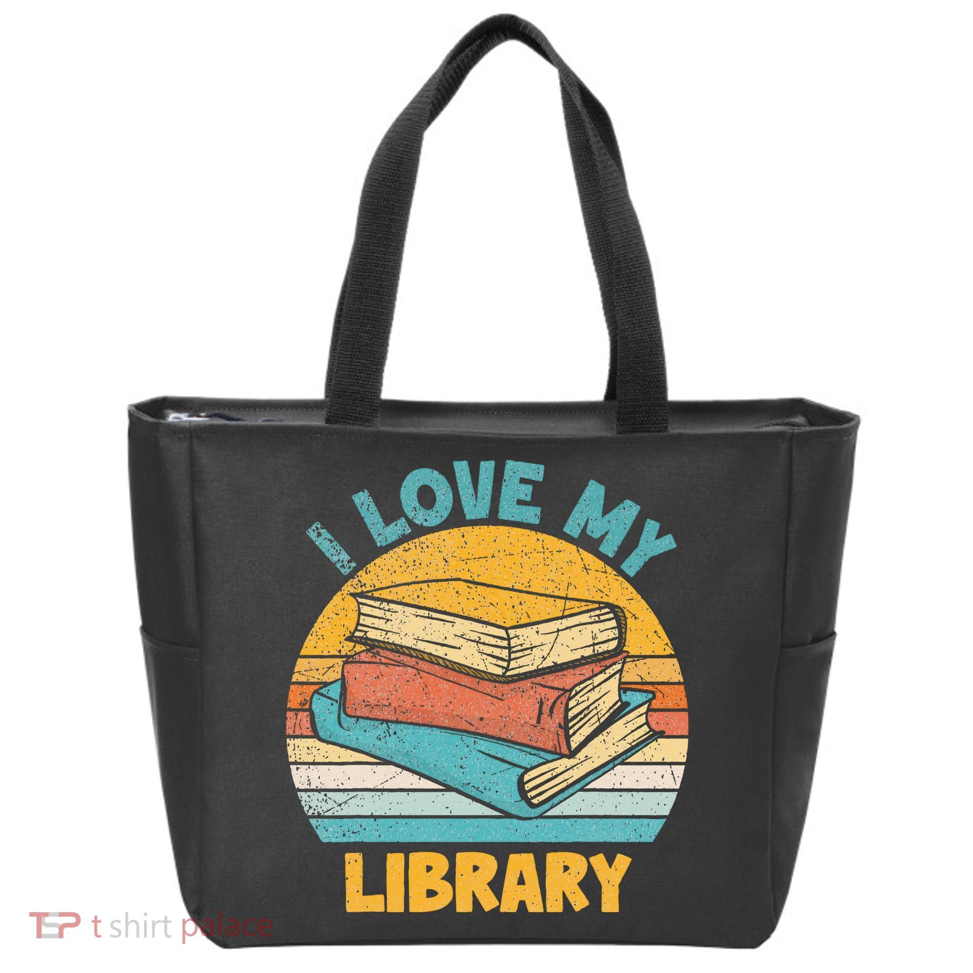 I Love My Library Sunset For Book Lovers Readers Librarian Tote Bag