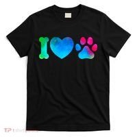 I Love My Dog Paw Print Colorful T-Shirt thumb 0