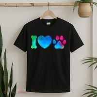 I Love My Dog Paw Print Colorful T-Shirt thumb 2